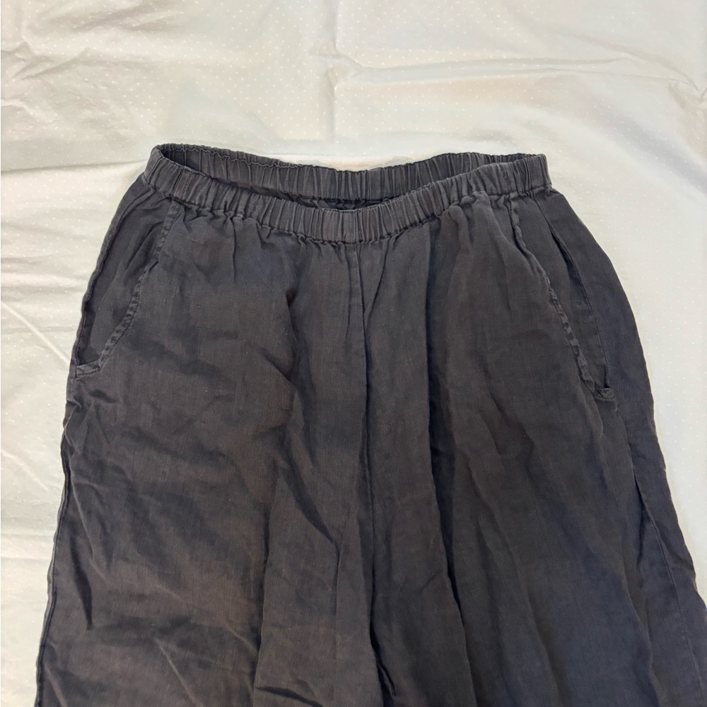 Flax Women's Black Linen Leg Pants M - Picture 2 of 4